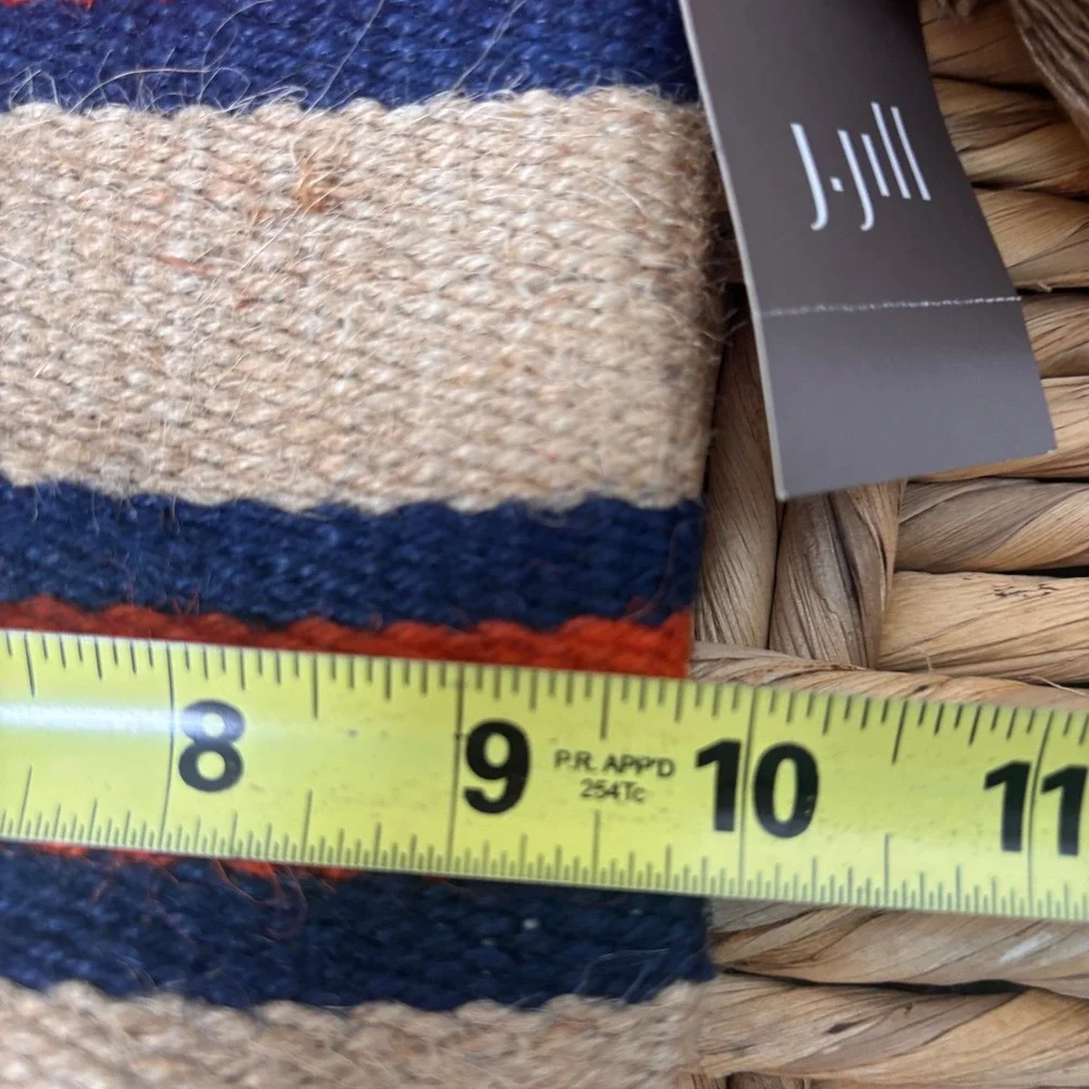 J. Jill Striped Woven Jute‎ Tassel Clutch Bag Blue Orange Tan NWT 168081